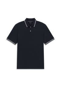 bugatti - HERREN POLO 1/2 ARM, 390 MARINE, L - 010 WEISS