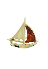 OSTSEE-SCHMUCK® - Brosche , Schiff , Gold 333/000 - gold