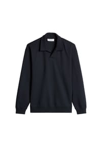 Marc O'Polo DENIM - Herren Polo-Sweatshirt - Interlock Jersey Poloshirt, Longsleeve, Bio-Baumwolle, Relaxed Fit - Dunkelblau