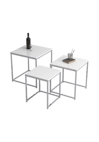 VCM. - 3-tlg. Set Beistelltisch | Couchtisch schlicht | Sofatisch aus Metall und MDF | Kaffeetisch - Glisal - Schwarz