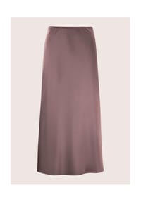 MADELEINE - Satin-Midirock in leichter A-Linie - mauve / rot