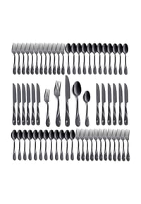 MANIKE - Schwarzes Besteckset für 12 Personen, 60-teiliges Edelstahlbesteckset - Schwarz
