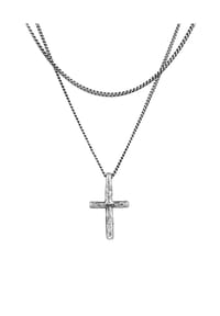 HAZE & GLORY - Halskette Layer Kreuz Vintage Style 925 Silber - Silber