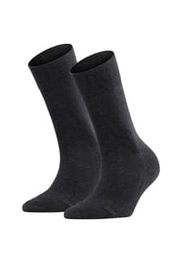 FALKE - Damen Socken 2er Pack - Sensitive London, Kurzsocken, einfarbig - Anthrazit