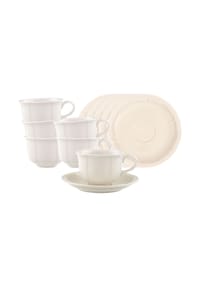 Villeroy & Boch Teeobertassen mit Untertassen Manoir 130 ml 6er Set weiß - MANOIR - weiß