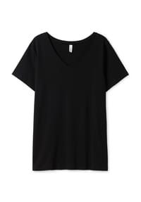 sheego - T-Shirt - schwarz + mohnrot