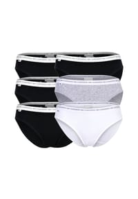 LACOSTE - Damen Slips, 6er Pack - Brief, Unterwäsche, Cotton Stretch, Logobund, einfarbig - Schwarz