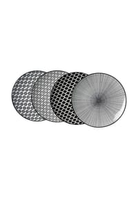 Ritzenhoff & Breker Speiseteller Takeo ø 26,5 cm 4er Set schwarz-weiß - TAKEO - schwarz-weiß