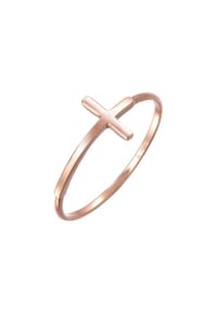 elli. PREMIUM - Ring Bandring Kreuz Symbol Basic Modern 750 Roségold - Rosegold