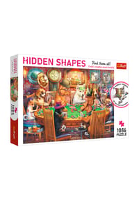 Trefl - Puzzle Hidden Shapes Hunde Spielnacht, 1011 Teile, 68.3 x 48 cm - 