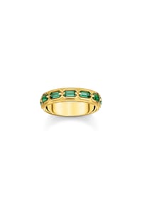Thomas Sabo Rebel at heart - Ring Krokodilpanzer mit smaragdgrünen Steinen - gelbgoldfarben, grün