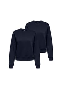 ONLY® - Damen Sweatshirt 2er Pack - ONLSWEAT LIFE CREW OVERSIZE SWT, Rundhals, Baumwoll-Mix - Blau