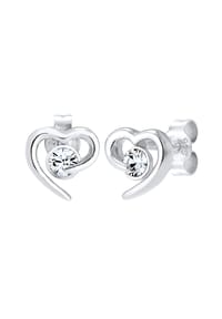 elli. - Ohrringe Herz Liebe Freunde 925 Silber, Mit Kristallen Von Swarovski® - Silber
