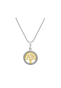 MONCARA - Damen Anhänger mit Kette, 750er Weißgold mit Gold, 28 Diamanten zus. ca. 0,15 Karat - Gelbgold/Weißgold