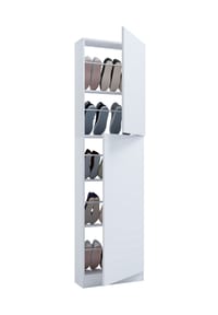 VCM. - Holz Schuhschrank | Maße: H. 180 x B. 50 x T. 17 cm | 2 Drehtüren - Fulisa XL - Weiß