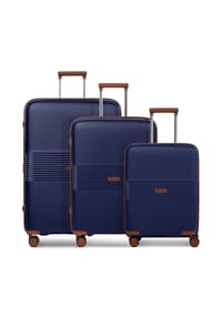 FARMHOOD Straw Edition 02 - Kofferset 3-teilig,  4 Rollen, mit Dehnfalte - navy