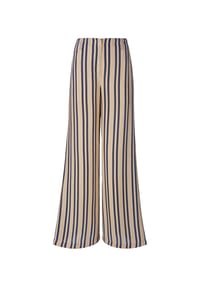 MADELEINE - Weite Streifenhose - marine / caramel