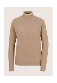 MADELEINE - Wollpullover mit Stehkragen & Perlfang - caramel / melange / wollweiß