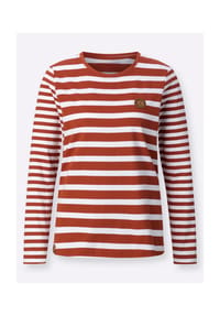 Witt - Shirt - dunkeltaupe-weiß-geringelt