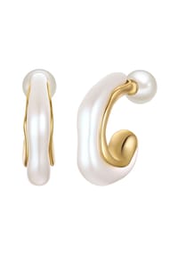 YOKOAMii - Damen Ohrringe aus Metall-Legierung in Gelbgold mit Perle (synth.) - gelbgold