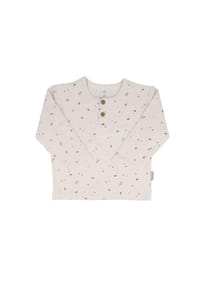 maximo® - BABY BOY-Shirt, Pilze, Langarm Jersey AOP, Knopfplatte - beigemeliert