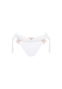 MODA MINX - Bikini-Hose Amour Tie Side Brazilian mit seitlicher Bindung und tollem Steinbesatz - White