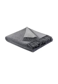Biederlack® - Wohndecke - Plaid Fransen, Doubleface, Wolle-Kaschmir-Mischung - Dunkelgrün