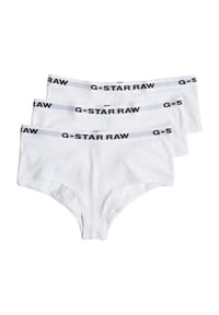 G-STAR RAW - Damen Hipster Slips, 3er Pack - Hipster, Cotton Stretch, Logo, einfarbig - Schwarz