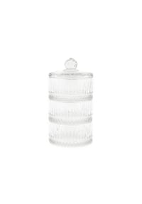 ALMINA® - Almina 3-stöckige Glasschale mit Deckel Transparent Riffle - Transparent OneSize