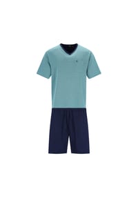 hajo - Herren Schlafanzug, kurz - Klima-Light, Pyjama, Shorty, Baumwoll-Mix - Blau