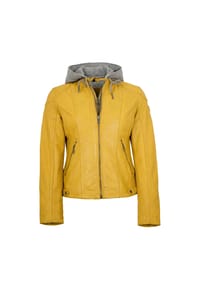 Mauritius LEATHERWEAR - Damen Lederjacke Lammnappa Kapuze maize gelb - maize