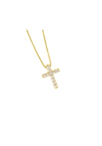 MONCARA - Kette mit Anhänger, beidseitig tragbar, 375 Gelbgold,12 Diamanten, zus. ca. 0,20 ct. - Gelbgold