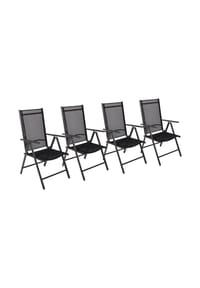 VCM. - 4er Set Gartenstuhl | Stuhl-Maße ca. H. 105 x B. 56 x T. 65 cm | 3-fach verstellbare Lehne | gespanntes Netzgewebe garantiert bequemes Sitzen | Alu Hochlehner Balkonstuhl VCM Miami - Anthrazit