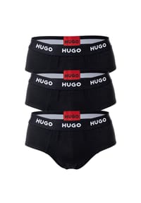 HUGO RED - Slips, 3er-Pack, Logo-Bund, für Herren - 001 BLACK