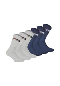 FILA - Unisex Socken, 6er Pack - Crew Socks, Frottee, Tennis, Sport (2x 3 Paar) - Blau