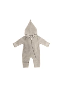 maximo® - GOTS BABY-Overall, Wollfleece  Reißverschluss, Jerseyfutter, Pompon - beigemeliert