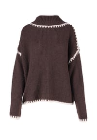 Seasons of April - Strickpullover JOLIE Damen Pullover mit Stehkragen und Farbakzenten, Jolie - Creme