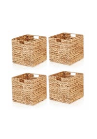  Lycce - Aufbewahrungskorb - Korb geflochten aus Wasserhyazinthe, passend für Kallax Regal, faltbar, Naturprodukt, 33x33x33 cm - Natur