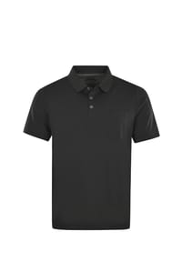 hajo - Shirt Kurzarm-Poloshirt Softknit mit Knopfleiste und Brusttasche in Regular Fit - schwarz