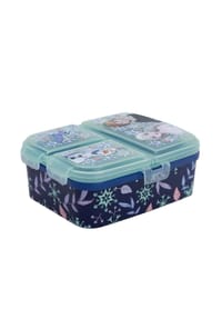 Disney - Disney Frozen Kinder Brotdose XL – Lunchbox mit 3 Fächern & tollem - Blau 8x13,5x18 cm