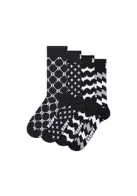 HAPPY SOCKS - Unisex Socken, 4er Pack - Graphic Socks, Geschenkbox, Streifen, Baumwollmischung - Pink/Rot/Blau