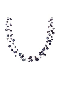 VALERO PEARLS - Damen Kette aus 925/- Sterling Silber in Silber mit Süßwasser-Zuchtperle - blau