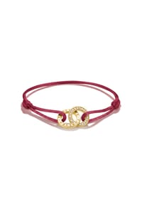 Thomas Sabo - Textilarmband Together rot mit Zirkonia - gelbgoldfarben, weiß, dunkelrot