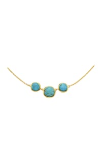 zeeme GEMSTONES - Halskette 925/- Sterling Silber 3 rek. Türkis - gelb