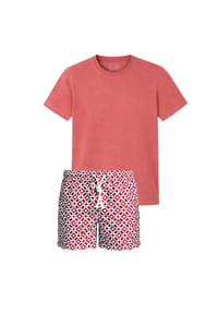 Gassa d'Amante - Badeshorts & T-Shirt (2tlg. Set) Taormina mit mediterranem Flair - Rot-Weiss-Rot
