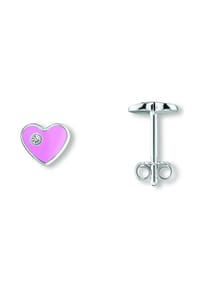 ONE ELEMENT Heartful Moments - Zirkonia Herz Ohrringe Ohrstecker aus 925 Silber - silber