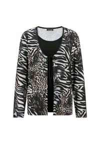 GOLDNER - Kurzgröße:  2-in-1-Shirt mit Animal Print - schwarz / gemustert