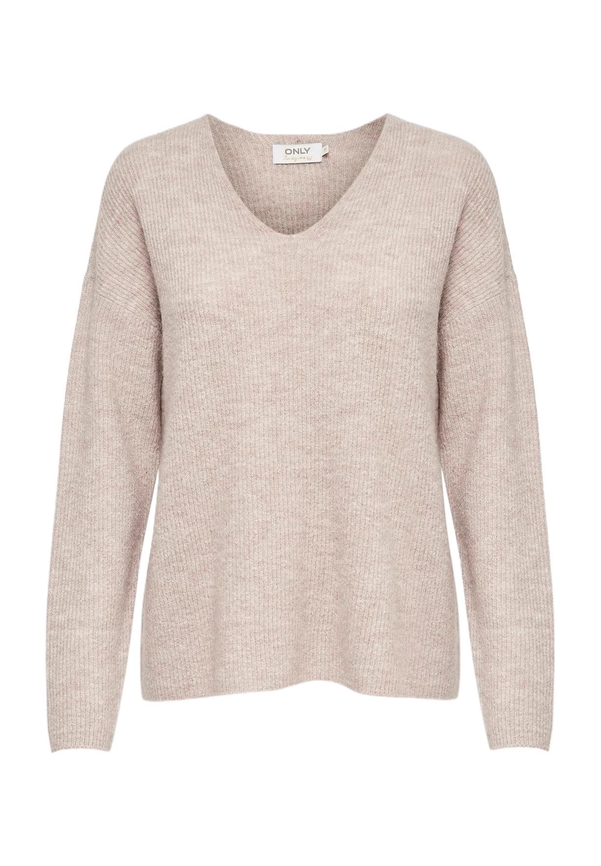 Only Onlcamilla V-Neck L/S Pullover Knt, Pumice Stone/Melange - Bild 9