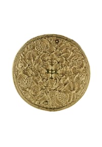 OSTSEE-SCHMUCK® - Brosche , Hiddensee 42 mm rund , Silber 925/000, vergoldet - gold