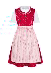 Isar Trachten - Dirndl, Blümchenmuster, Stickerei, für Kinder - ROT